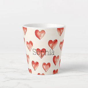 Caneca De Café Latte Dia de os namorados Red Sweet Hearts