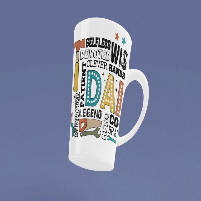 Caneca De Café Latte Dia de os pais pai (Dad Fathers Day Latte Mug)