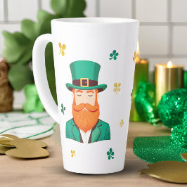 Caneca De Café Latte Dia de Patrick do Leprechaun Clover Shamrock