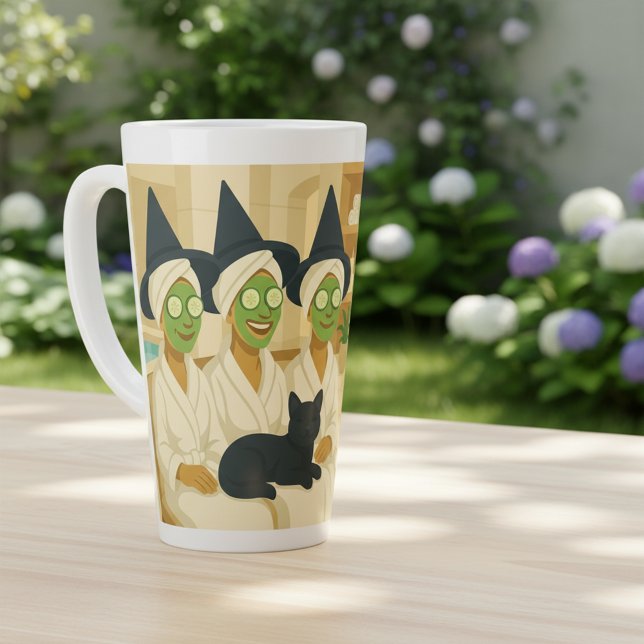 Caneca De Café Latte Dia de Spa de Bruxa Humor Divertido  (Criador carregado)