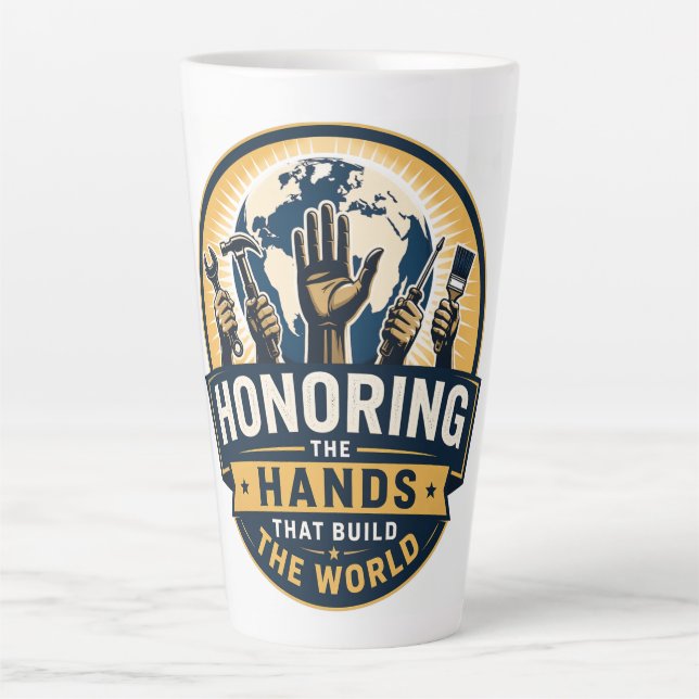 Caneca De Café Latte Dia do Trabalho  (Frente)