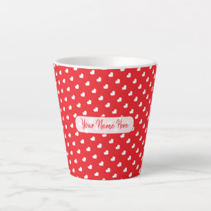 Caneca De Café Latte Dia dos Namorados Corações Felizes Padrão de Amor 