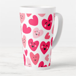 Caneca De Café Latte Dia dos Namorados Feliz Coração Vermelho Personali