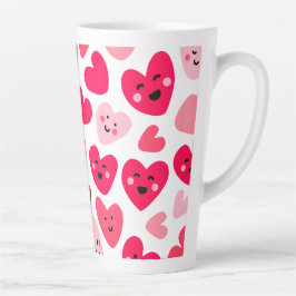 Caneca De Café Latte Dia dos Namorados Feliz Coração Vermelho Personali