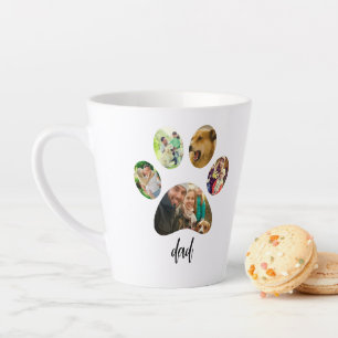 Caneca De Café Latte Dia dos Pais Dog Dad 5 Colagem de Fotos de Pegad