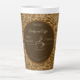 Caneca De Café Latte Dia dos Pais, Papai e Café, Melhor Papai do Mundo 