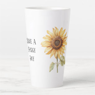 Caneca De Café Latte Dia Ensolarado Girassol Amarelo Branco