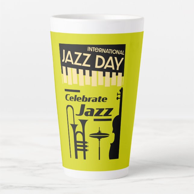 Caneca De Café Latte Dia Internacional do Jazz 30 de abril (Frente)