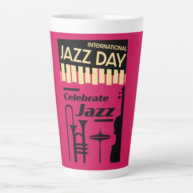 Caneca De Café Latte Dia Internacional do Jazz 30 de abril (Frente)