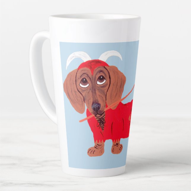 Caneca De Café Latte Diabo Dachshund (Ângulo esquerdo)