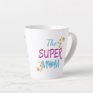 Caneca De Café Latte Diamantes da Super Mãe dia de as mães belo texto