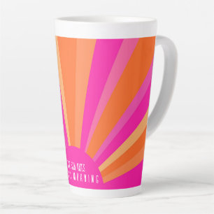 Caneca De Café Latte Dias cor-de-rosa e laranja, coloridos e personaliz