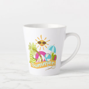 Caneca De Café Latte Dias de férias na praia sorridentes de sol nos ócu