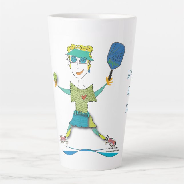 Caneca De Café Latte 'Didi' - Pickleball Latte Mug (Frente)