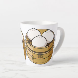 Caneca De Café Latte Dim sum cartoon illustration