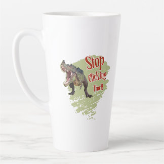 Caneca De Café Latte Dino Divertido Pare de Clicar