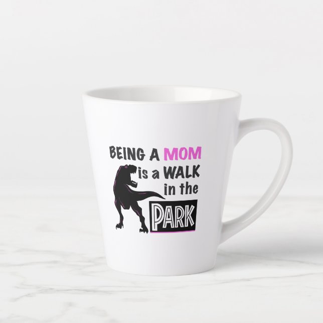 Caneca De Café Latte Dinossauro Engraçado Ser mãe é caminhada no parque (Direita)