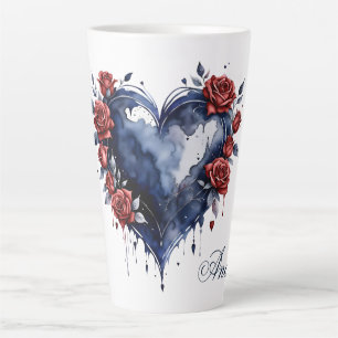 Caneca De Café Latte Disposição Elegante de rosa com folhagem de ouro