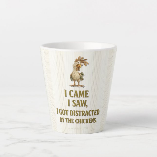 CANECA DE CAFÉ LATTE DISTRAÍDO PELAS GALINHAS -  (Frente)