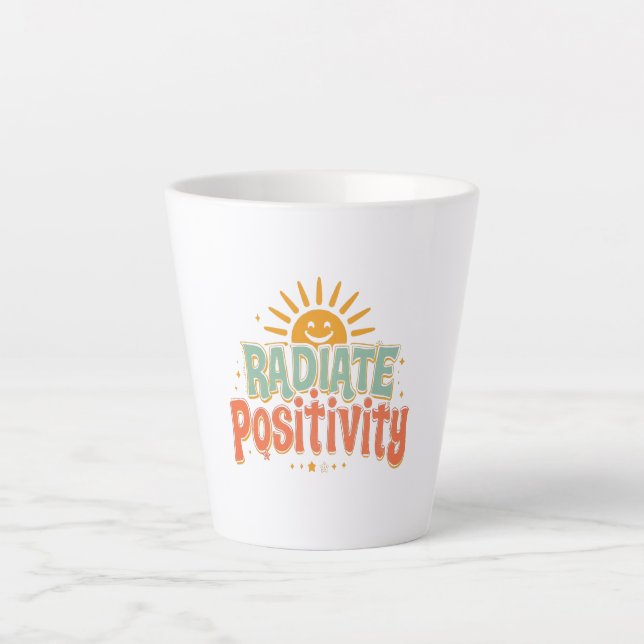 Caneca De Café Latte Dito Alegre e Motivacional e Ensolarado (Frente)