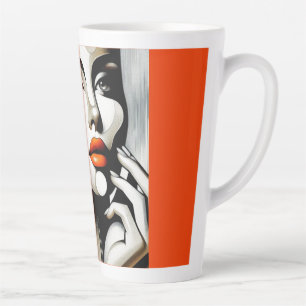 Caneca De Café Latte Diva Pop Retroativa: Elegância Geométrica Abstrato