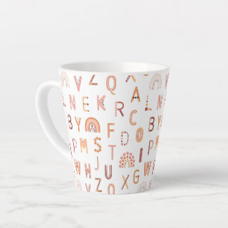 Caneca De Café Latte Diversão do Rainbow Alphabet Pattern