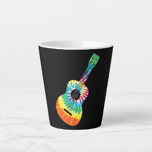 Caneca De Café Latte Diversão Hippie Rainbow Tie Dye Acoustic Guitar P