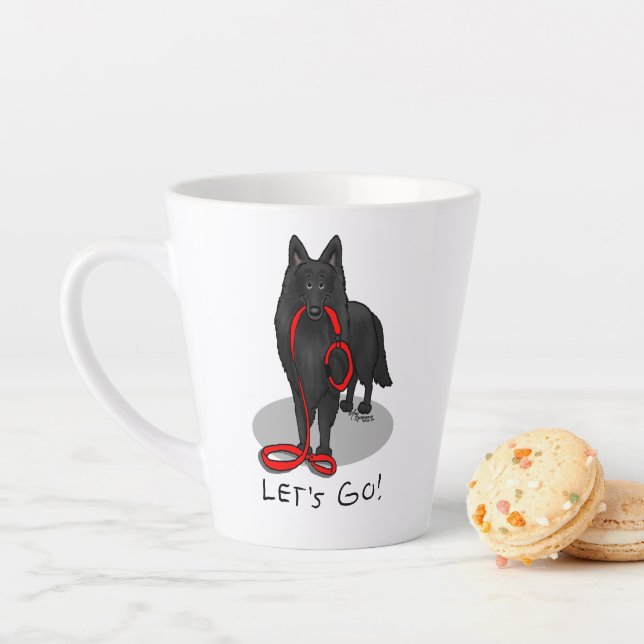 Caneca De Café Latte Divertido Vamos! Passear Cão de Pastor Belga (pret (In Situ)