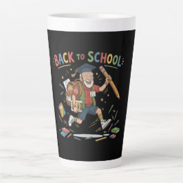 Caneca De Café Latte Divertido Volta às Aulas Estudante Sênior