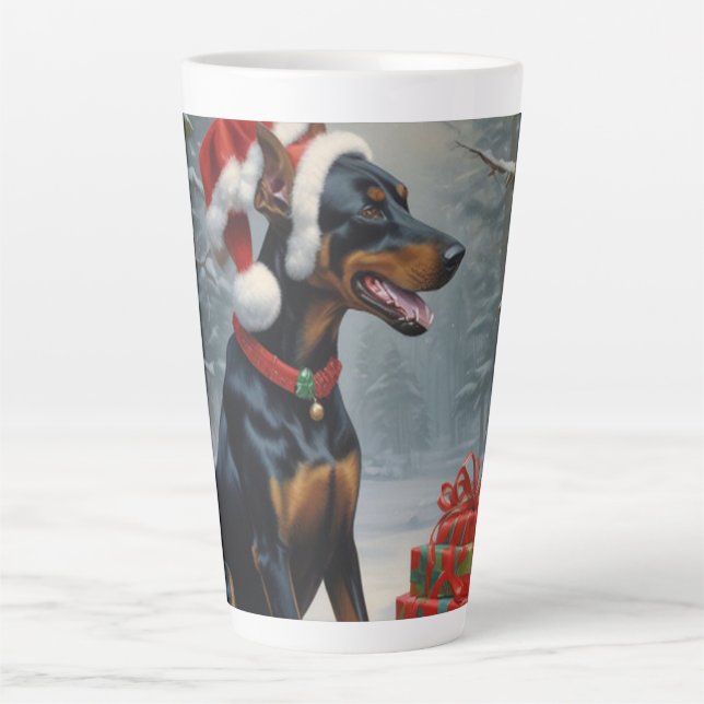 Caneca De Café Latte Doberman Christmas (Frente)