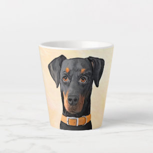Caneca De Café Latte Doberman Pinscher Pintura Original Descortada