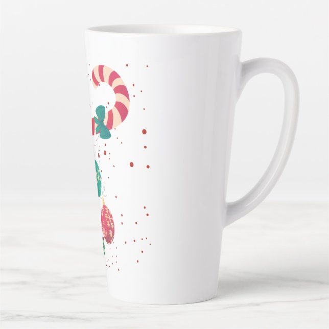 Caneca De Café Latte Doce Bastão de Doces e Enfeites de Natal.  (Direita)