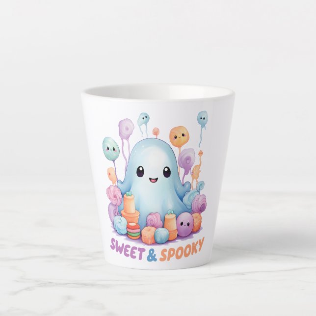 Caneca De Café Latte Doce e Spooky (Frente)