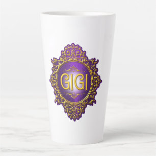 Caneca De Café Latte Doce GIGI Roxo Real & Dourado