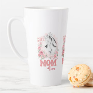 Caneca De Café Latte Doce Mãe e Filho Aquarela Rosas "Melhor Mamãe