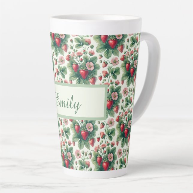 Caneca De Café Latte Doce morango personalizado  (Ângulo direito)