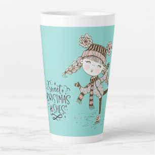 Caneca De Café Latte Doce Natal Deseja Patinação De Gelo