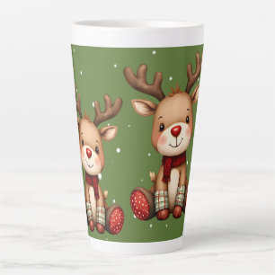 Caneca De Café Latte Doce Par de Rena na Neve de Férias