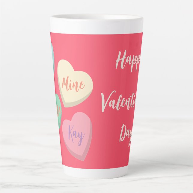 Caneca De Café Latte Doce Personalizado Valentine Day Latte Mug (Frente)