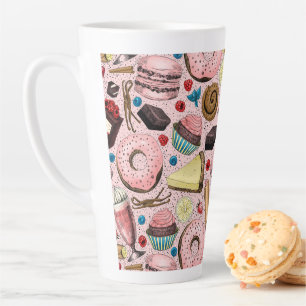 Caneca De Café Latte Doces a rosa