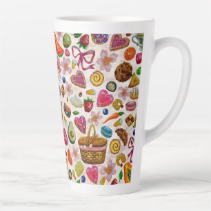 Caneca De Café Latte Doces Confeções de Confeitaria