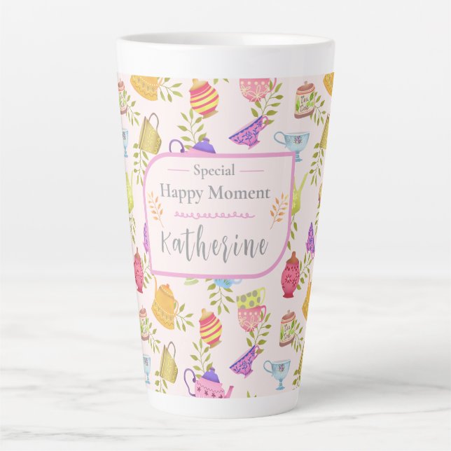 Caneca De Café Latte Doces e Copas Rosa (Frente)