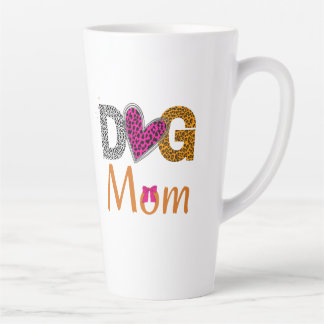 Caneca De Café Latte Dog Mom Leopard Print/Trending Dog  Lover Gift