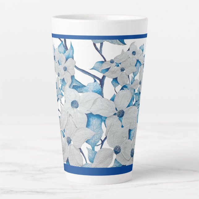 Caneca De Café Latte Dogwood Flowers em uma Lata Grande (Frente)