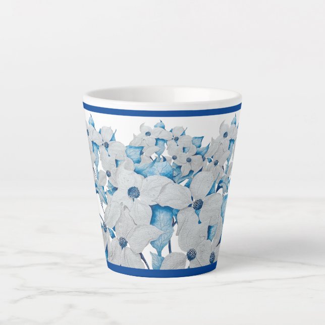 Caneca De Café Latte Dogwood Flowers em uma Pequena Caneca Latte (Frente)