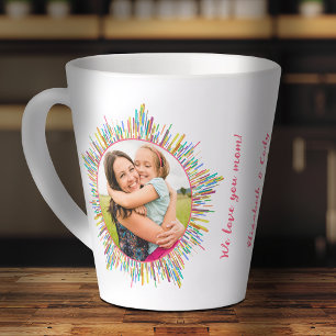 Caneca De Café Latte Dois Abstrato de Foto e Texto Personalizado de Art