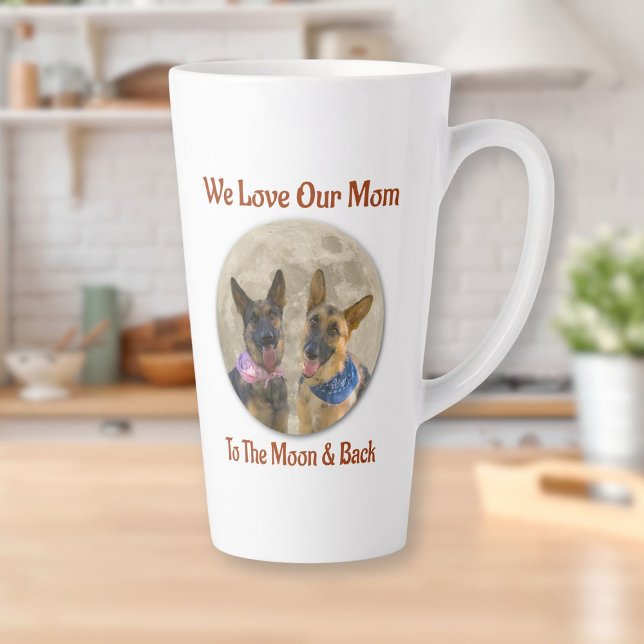 Caneca De Café Latte Dois German shepherd amam a mãe (Two German Shepherd Love Mom Latte Mug)
