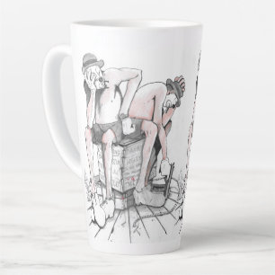 Caneca De Café Latte Dois palhaços vigiando o desenho de T.N.T.