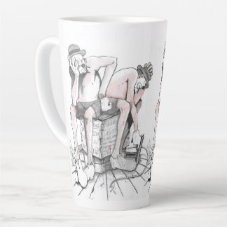 Caneca De Café Latte Dois palhaços vigiando o desenho de T.N.T.