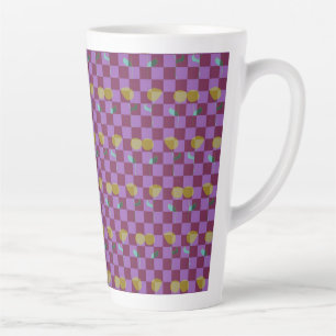 Caneca De Café Latte Dois Quadrados de Flores